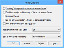 figure : Boîte de dialogue Options d'impression