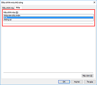 hình: Chọn ICM cho Hiệu chỉnh màu trong hộp thoại Điều chỉnh màu thủ công