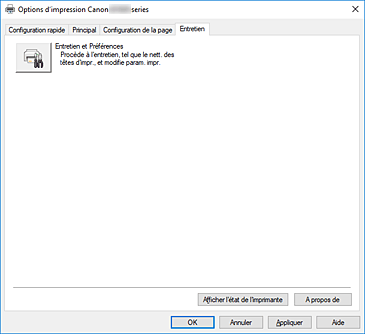 figure&nbsp;: Onglet Entretien