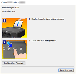 gambar: Tampilan Kesalahan Monitor Status Canon IJ
