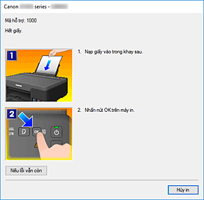 hình: Hiển thị lỗi Màn hình trạng thái Canon IJ