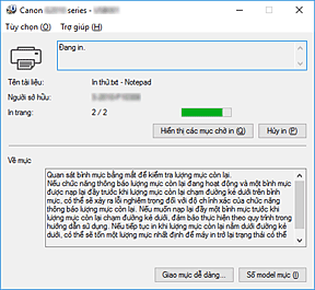 hình: Màn hình trạng thái Canon IJ