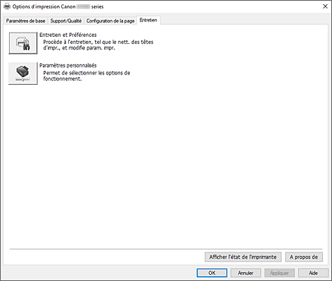 figure&nbsp;: Onglet Entretien