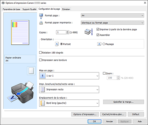 figure&nbsp;: Onglet Configuration de la page