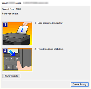 figure:Canon IJ Status Monitor Error display