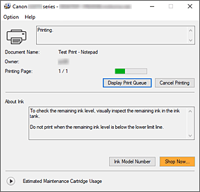 gambar: Monitor Status Canon IJ