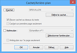 figure : Boîte de dialogue Cachet/Arrière-plan