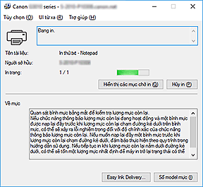hình: Màn hình trạng thái Canon IJ