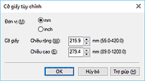hình: Hộp thoại Cỡ giấy tùy chỉnh