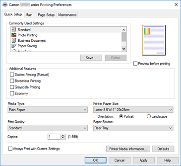 Imagen: ficha Configuración rápida