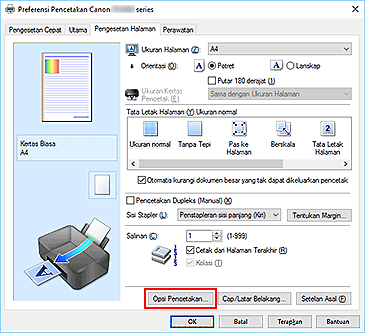 gambar: Opsi Pencetakan... pada tab Pengesetan Halaman