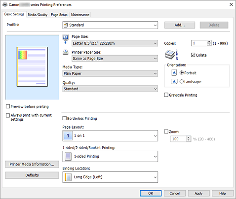 figure:Basic Settings tab