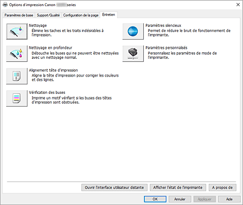 figure&nbsp;: Onglet Entretien