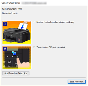 gambar: Tampilan Kesalahan Monitor Status Canon IJ