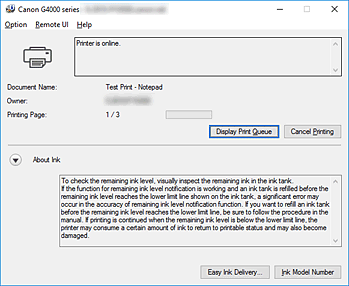 pav.: &bdquo;Canon IJ&ldquo; būsenos monitorius