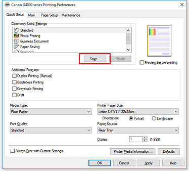 figura:Save... din fila Quick Setup