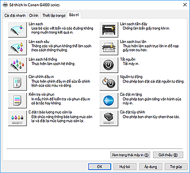 hình: Tab Bảo trì