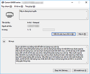 hình: Màn hình trạng thái Canon IJ