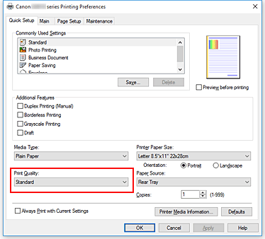 figura:Print Quality din fila Quick Setup