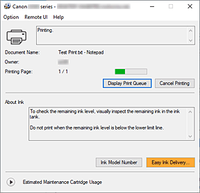 Abbildung: Canon IJ-Statusmonitor