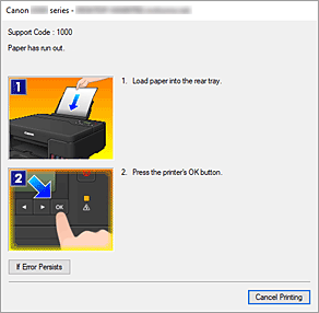 figure:Canon IJ Status Monitor Error display