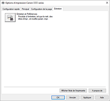 figure&nbsp;: Onglet Entretien