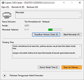 gambar: Monitor Status Canon IJ