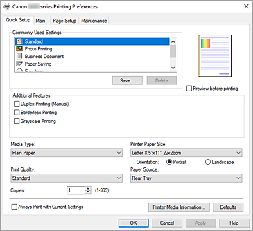 pav.: greitosios sąrankos skirtukas