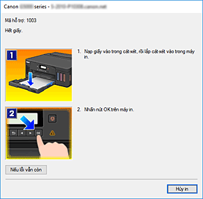 hình: Hiển thị lỗi Màn hình trạng thái Canon IJ