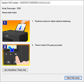 gambar: Tampilan Kesalahan Monitor Status Canon IJ