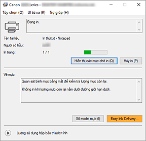 hình: Màn hình trạng thái Canon IJ