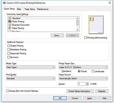 Imagen: ficha Configuración rápida