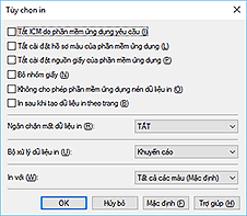 hình: Hộp thoại Tùy chọn in