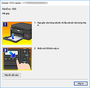 hình: Hiển thị lỗi Màn hình trạng thái Canon IJ