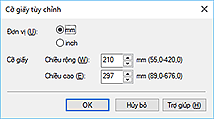 hình: Hộp thoại Cỡ giấy tùy chỉnh