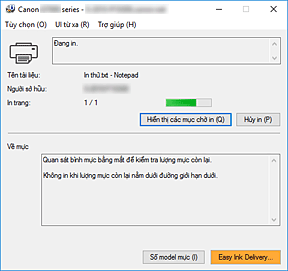 hình: Màn hình trạng thái Canon IJ