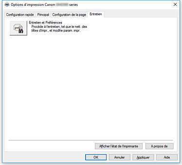 figure&nbsp;: Onglet Entretien