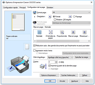 figure&nbsp;: Onglet Configuration de la page