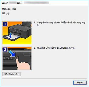 hình: Hiển thị lỗi Màn hình trạng thái Canon IJ