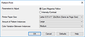 figure:Pattern Print dialog box