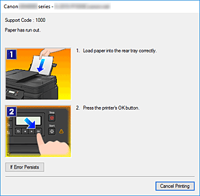 figure:Canon IJ Status Monitor Error display