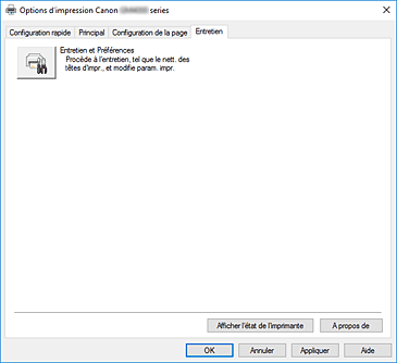 figure&nbsp;: Onglet Entretien