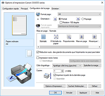 figure&nbsp;: Onglet Configuration de la page