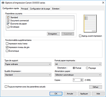figure&nbsp;: Onglet Configuration rapide