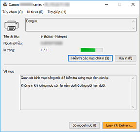 hình: Màn hình trạng thái Canon IJ