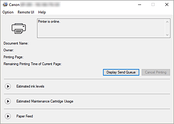 Imagen: Monitor de estado Canon IJ