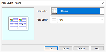 figure:Page Layout Printing dialog box