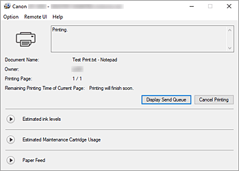 figure:Canon IJ Status Monitor