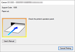 figure:Canon IJ Status Monitor Error display