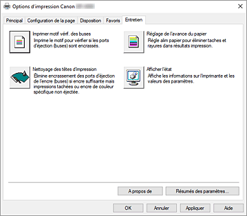 figure : onglet Entretien